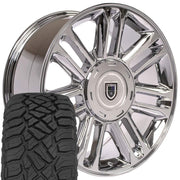 Set(4) 22x9 CA83 Chrome - 6x139.7 +31ET with 285/45r22 Sailun TerraMax RT Tires