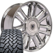 Set(4) 22x9 CA83 Chrome - 6x139.7 +31ET with 285/45r22 TBB TS-37 AT Tires