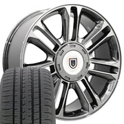 OE Wheels CA83 22x9 6x139.7 Chrome Wheels 285-45-22 Bridgestone Dueler Alenza HL Tires SET