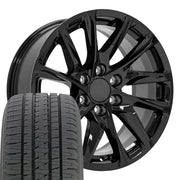 20" Replica Wheels fit Cadillac Escalade - CA90 Gloss Black 20x9, Bridgestone Tires Set