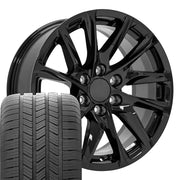 20" Replica Wheels fit Cadillac Escalade - CA90 Gloss Black 20x9, Goodyear Tires Set