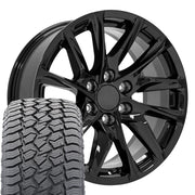 20" Replica Wheels fit Cadillac Escalade - CA90 Gloss Black 20x9, Sailun Tires Set