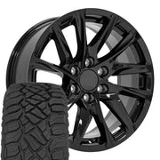 Set(4) 20x9 CA90 Gloss Black - 6x139.7 +28ET with 275/55r20 Sailun TerraMax RT Tires