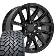 Set(4) 20x9 CA90 Gloss Black - 6x139.7 +28ET with 275/55r20 TBB TS-37 AT Tires