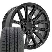 20" Replica Wheels fit Cadillac Escalade - CA90 Satin Black 20x9, Bridgestone Tires Set