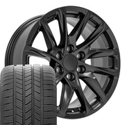 20" Replica Wheels fit Cadillac Escalade - CA90 Satin Black 20x9, Goodyear Tires Set