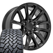 Set(4) 20x9 CA90 Satin Black - 6x139.7 +28ET with 275/55r20 TBB TS-37 AT Tires