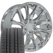 Set(4) 20x9 CA90 Chrome - 6x139.7 +28ET with 275/55r20 Bridgestone Dueler Alenza HL Plus Tires