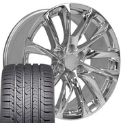 Set(4) 22x9 CA90 Chrome - 6x139.7 +28ET with 285/45r22 Goodyear Eagle Sport Tires