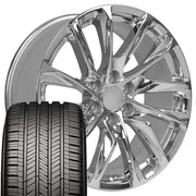 Set(4) 22x9 CA90 Chrome - 6x139.7 +28ET with 285/45r22 Goodyear Eagle Touring Tires