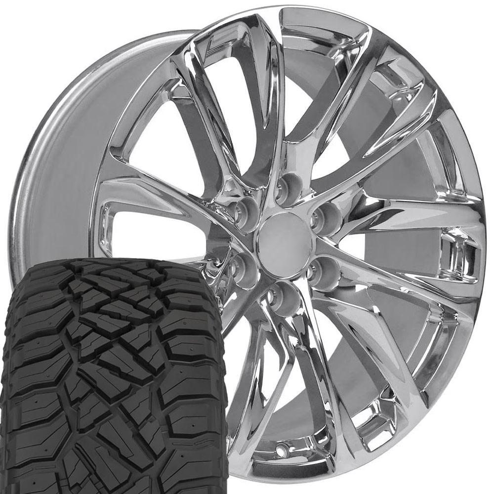 CA90 22x9 Chrome Escalade Replica Wheel Tire Set Sailun – OE Wheels