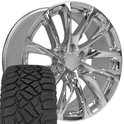Set(4) 22x9 CA90 Chrome - 6x139.7 +28ET with 285/45r22 Sailun TerraMax RT Tires