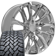 Set(4) 22x9 CA90 Chrome - 6x139.7 +28ET with 285/45r22 TBB TS-37 AT Tires