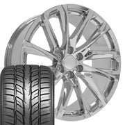 Set(4) 24x10 CA90 Chrome - 6x139.7 +28ET with 295/35r24 Sailun Atrezzo SVR LX+ Tires