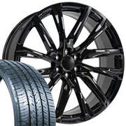 Set(4) 26x10 CA90 Gloss Black - 6x139.7 +28ET with 295/30r26 Atlas Force UHP Tires