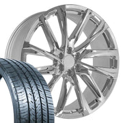 Set(4) 26x10 CA90 Chrome - 6x139.7 +28ET with 295/30r26 Atlas Force UHP Tires