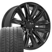 20" Replica Wheels fit Cadillac Escalade - CA91 Satin Black 20x9, Goodyear Tires Set