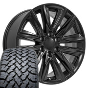 Set(4) 20x9 CA91 Satin Black - 6x139.7 +28ET with 275/55r20 TBB TS-37 AT Tires