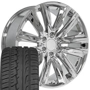 22" Replica Wheels fit Cadillac Escalade - CA91 Chrome 22x9, Ironman Tires Set