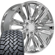 22" Replica Wheels fit Cadillac Escalade - CA91 Chrome 22x9, TBB Tires Set