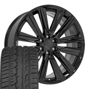 Set(4) 24x10 CA91 Gloss Black - 6x139.7 +28ET with 295/35r24 Ironman iMove GEN 2 Tires