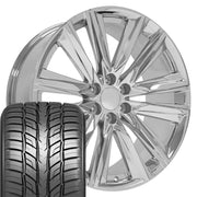 Set(4) 24x10 CA91 Chrome - 6x139.7 +31ET with 295/35r24 Sailun Atrezzo SVR LX+ Tires