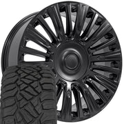 Set(4) 22x9 CA92 Satin Black - 6x139.7 +28ET with 285/45r22 Sailun TerraMax RT Tires