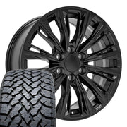 Set(4) 20x9 CA93 Satin Black - 6x139.7 +28ET with 275/55r20 TBB TS-37 AT Tires