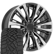Set(4) 20x9 CA93 Gloss Gunmetal with Polished Face - 6x139.7 +28ET with 275/55r20 Sailun TerraMax RT Tires