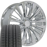 Set(4) 22x9 CA93 Chrome - 6x139.7 +28ET with 285/45r22 Bridgestone Dueler Alenza HL Tires
