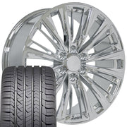 Set(4) 22x9 CA93 Chrome - 6x139.7 +28ET with 285/45r22 Goodyear Eagle Sport Tires