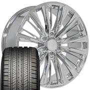 Set(4) 22x9 CA93 Chrome - 6x139.7 +28ET with 285/45r22 Goodyear Eagle Touring Tires