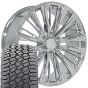 Set(4) 22x9 CA93 Chrome - 6x139.7 +28ET with 285/45r22 Sailun TerraMax AT2 Tires