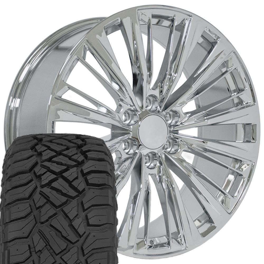 CA93 22x9 Chrome Escalade-V Series Replica Wheel Tire Set Sailun – OE ...