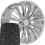 Set(4) 22x9 CA93 Chrome - 6x139.7 +28ET with 285/45r22 Sailun TerraMax RT Tires