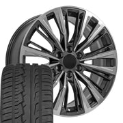 Set(4) 22x9 CA93 Gloss Gunmetal with Polished Face - 6x139.7 +28ET with 285/45r22 Ironman iMove GEN 2 SUV Tires