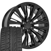 Set(4) 24x10 CA93 Gloss Black - 6x139.7 +28ET with 295/35r24 Ironman iMove GEN 2 Tires