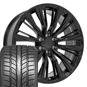 Set(4) 24x10 CA93 Gloss Black - 6x139.7 +28ET with 295/35r24 Sailun Atrezzo SVR LX+ Tires
