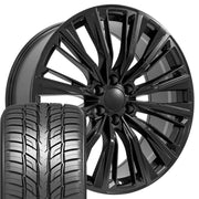 Set(4) 24x10 CA93 Satin Black - 6x139.7 +28ET with 295/35r24 Sailun Atrezzo SVR LX+ Tires