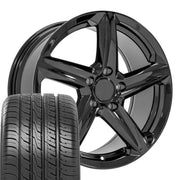 OE Wheels CV02 18x8.5 5x120.65 Gloss Black Wheels 245-40-18 Ironman iMove GEN 3 Tires SET