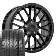 OE Wheels CV08 18x8.5 5x120.65 Satin Black Wheels 245-40-18 Ironman iMove GEN 3 Tires SET
