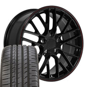 OE Wheels CV08 18x8.5 5x120.65 Gloss Black Redline Wheels 245-40-18 Ironman iMove GEN 2 Tires SET