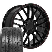 OE Wheels CV08 18x8.5 5x120.65 Gloss Black Redline Wheels 245-40-18 Ironman iMove GEN 3 Tires SET
