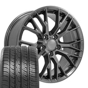 OE Wheels CV22 18x8.5 5x120.65 Gloss Gunmetal Wheels 245-40-18 Ironman iMove GEN 3 Tires SET