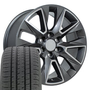 Set(4) 20x9 CV26 Gloss Gunmetal Machined - 6x139.7 +28ET with 275/55r20 Bridgestone Dueler Alenza HL Plus Tires
