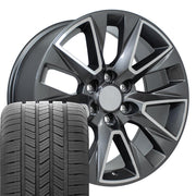 Set(4) 20x9 CV26 Gloss Gunmetal Machined - 6x139.7 +28ET with 275/55r20 Goodyear Eagle LS2 Tires