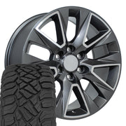 Set(4) 20x9 CV26 Gloss Gunmetal Machined - 6x139.7 +28ET with 275/55r20 Sailun TerraMax RT Tires