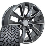 Set(4) 20x9 CV26 Gloss Gunmetal Machined - 6x139.7 +28ET with 275/55r20 TBB TS-37 AT Tires