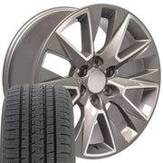 Set(4) 20x9 CV26 Gloss Silver Machined - 6x139.7 +28ET with 275/55r20 Bridgestone Dueler Alenza HL Plus Tires
