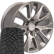 Set(4) 20x9 CV26 Gloss Silver Machined - 6x139.7 +28ET with 275/55r20 Sailun TerraMax RT Tires